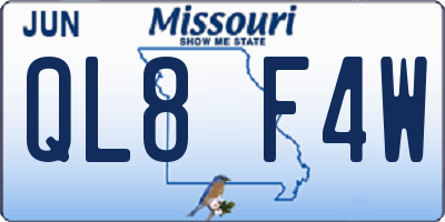 MO license plate QL8F4W
