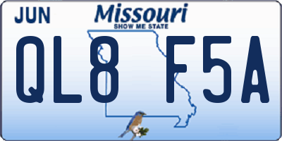 MO license plate QL8F5A
