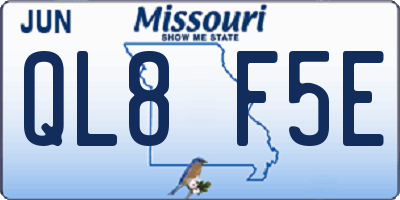 MO license plate QL8F5E