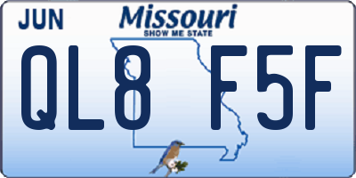 MO license plate QL8F5F