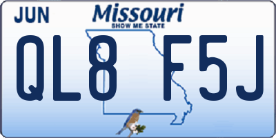 MO license plate QL8F5J