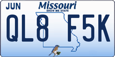 MO license plate QL8F5K
