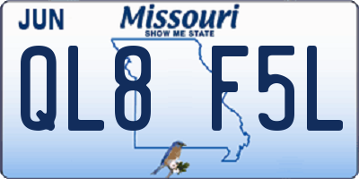 MO license plate QL8F5L