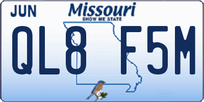 MO license plate QL8F5M