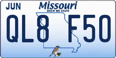 MO license plate QL8F5O