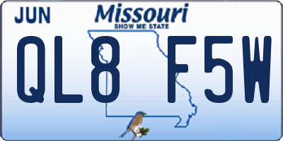 MO license plate QL8F5W