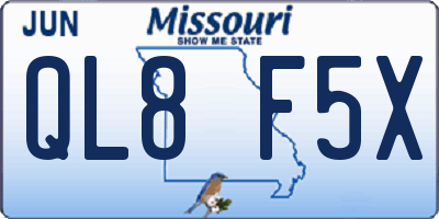 MO license plate QL8F5X