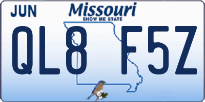 MO license plate QL8F5Z