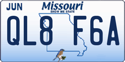 MO license plate QL8F6A