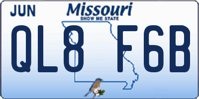 MO license plate QL8F6B