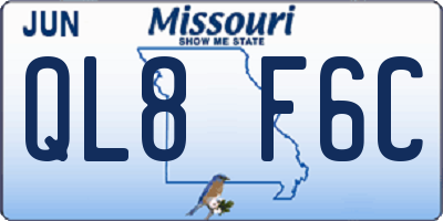 MO license plate QL8F6C