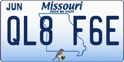 MO license plate QL8F6E