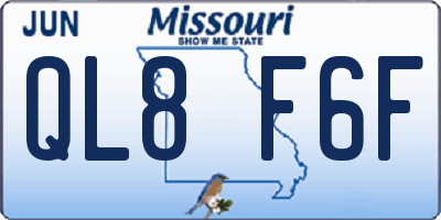 MO license plate QL8F6F