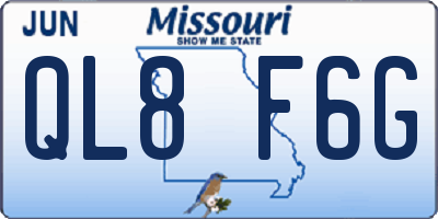 MO license plate QL8F6G