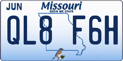 MO license plate QL8F6H