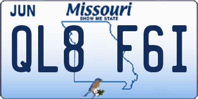 MO license plate QL8F6I