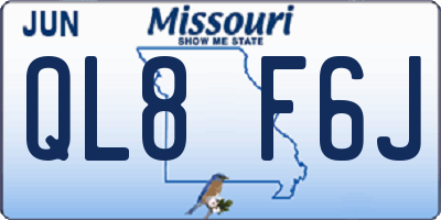MO license plate QL8F6J