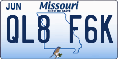 MO license plate QL8F6K