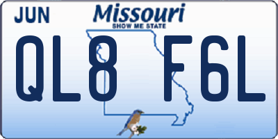 MO license plate QL8F6L