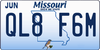 MO license plate QL8F6M