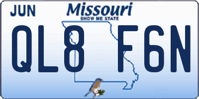 MO license plate QL8F6N