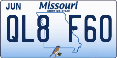 MO license plate QL8F6O