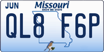 MO license plate QL8F6P
