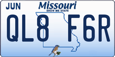 MO license plate QL8F6R