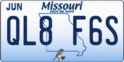 MO license plate QL8F6S