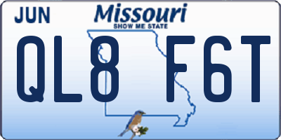 MO license plate QL8F6T