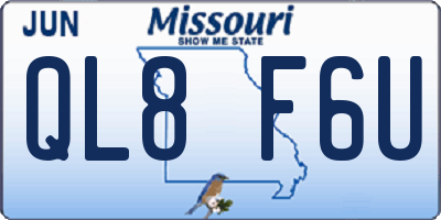 MO license plate QL8F6U
