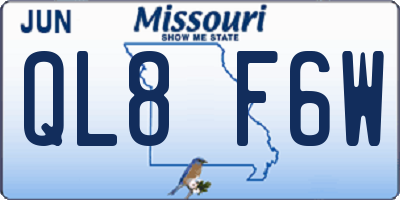 MO license plate QL8F6W