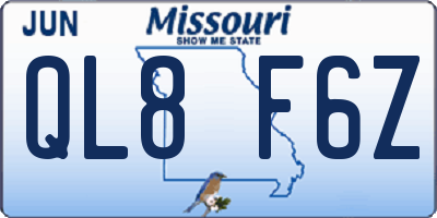 MO license plate QL8F6Z