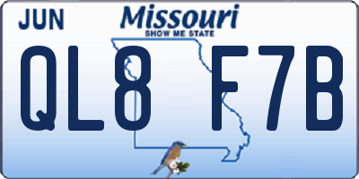 MO license plate QL8F7B