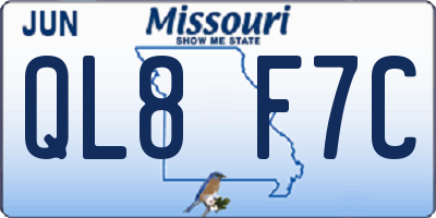 MO license plate QL8F7C