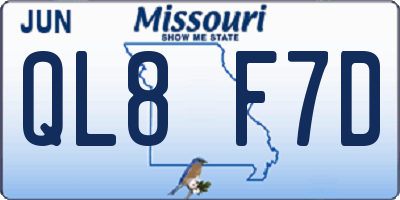 MO license plate QL8F7D