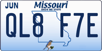 MO license plate QL8F7E