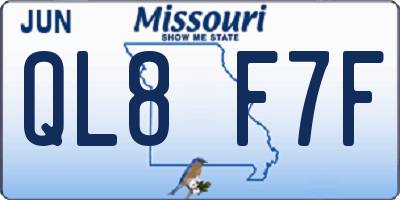 MO license plate QL8F7F