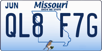 MO license plate QL8F7G