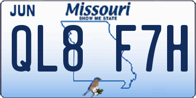 MO license plate QL8F7H