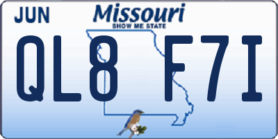MO license plate QL8F7I