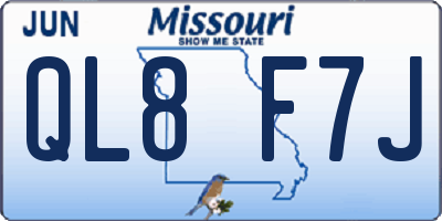 MO license plate QL8F7J