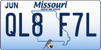 MO license plate QL8F7L