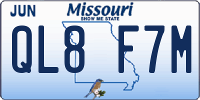 MO license plate QL8F7M