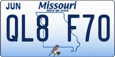 MO license plate QL8F7O