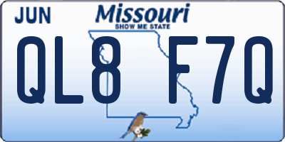 MO license plate QL8F7Q