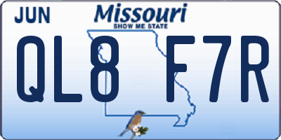 MO license plate QL8F7R