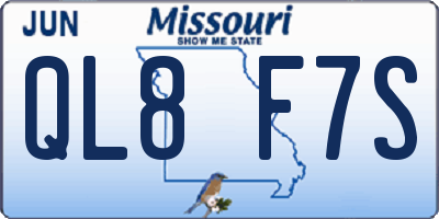 MO license plate QL8F7S