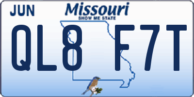 MO license plate QL8F7T