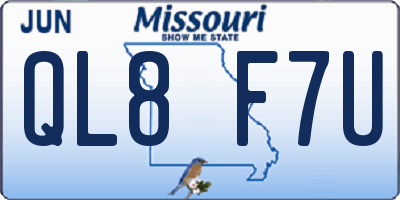 MO license plate QL8F7U